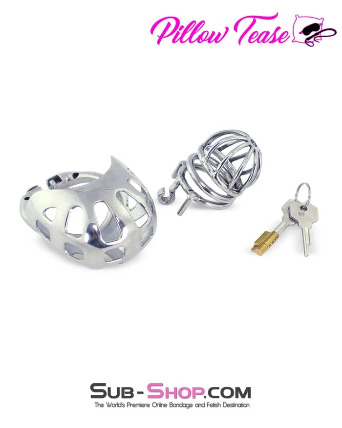 Male Sex Toys Aria 0995AR Balls and All Full Coverage Locking Steel Chastity Device 2 Cock Ring MEGA Deal