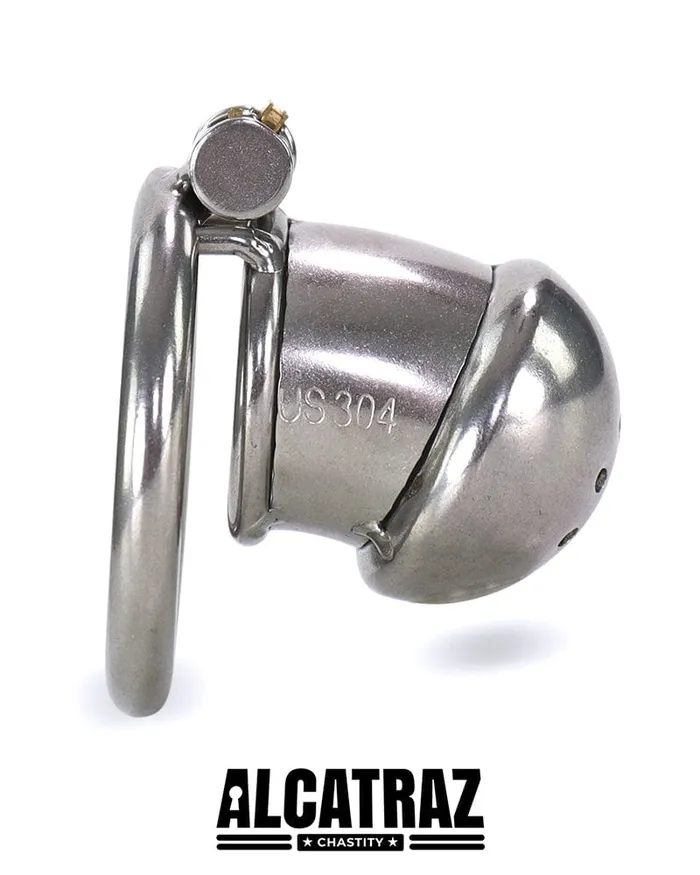 Male Sex Toys Aria 3838AR Steel Capped Tube Full Enclosure Chastity Cock Cage with 2 Cock Ring