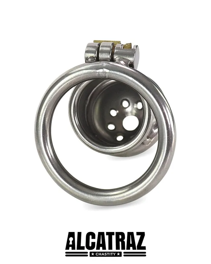 Male Sex Toys Aria 3838AR Steel Capped Tube Full Enclosure Chastity Cock Cage with 2 Cock Ring