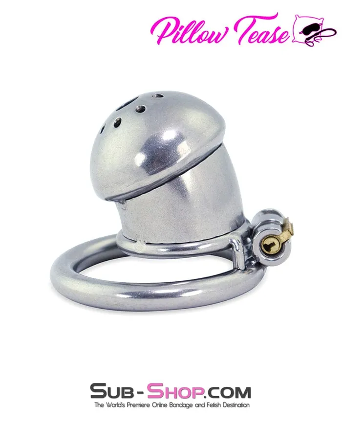 Male Sex Toys Aria 3838AR Steel Capped Tube Full Enclosure Chastity Cock Cage with 2 Cock Ring