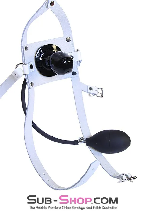 Male Sex Toys Autumn 0961A Pump It Up White Leather Penis Pump Gag Trainer