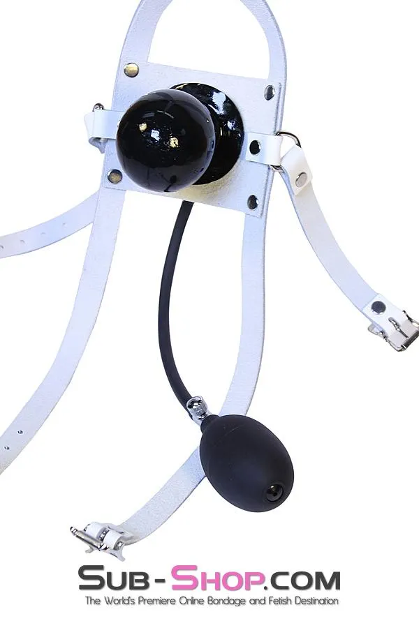 Male Sex Toys Autumn 0961A Pump It Up White Leather Penis Pump Gag Trainer