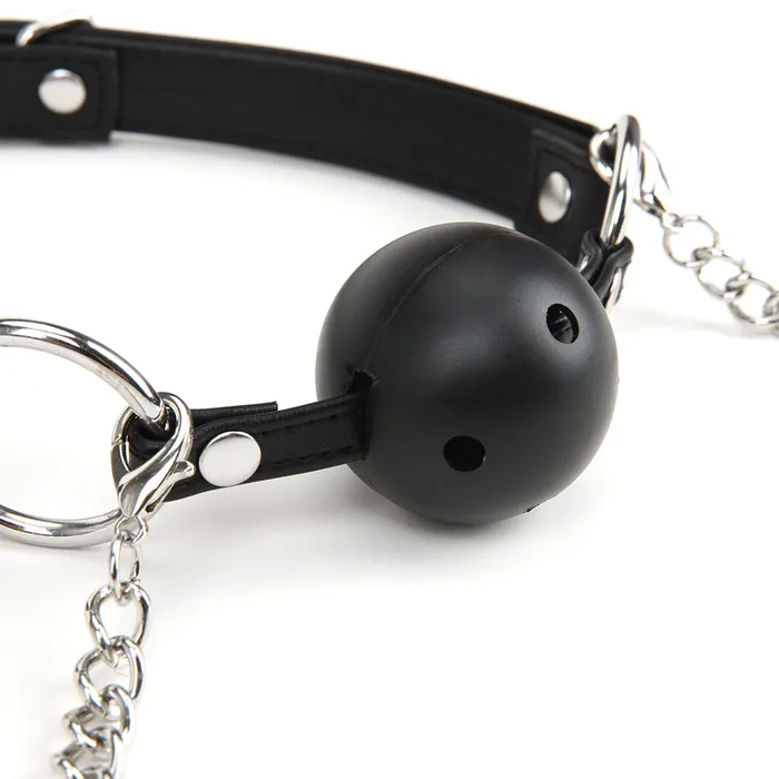 Male Sex Toys Lux Fetish Breathable Ball Gag With Nipple Clamps Chain