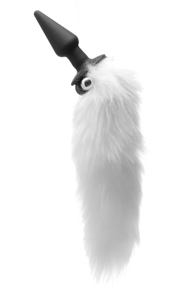 Male Sex Toys Xr Brands Tailz Fluffy White Tail Vibrating Anal Plug for Playful Adventures