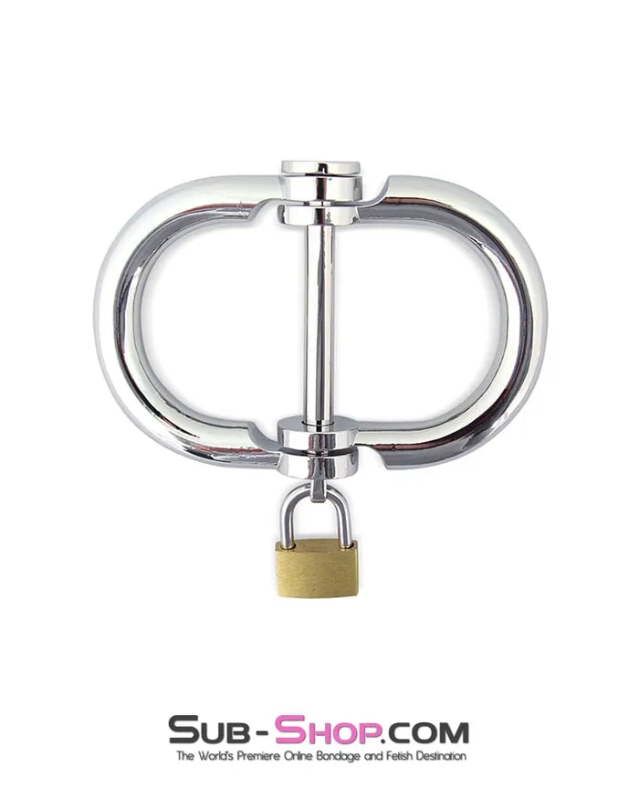 Moonwell Female Sex Toys 0416M Hinged Chrome Steel Handcuffs with Brass Lock