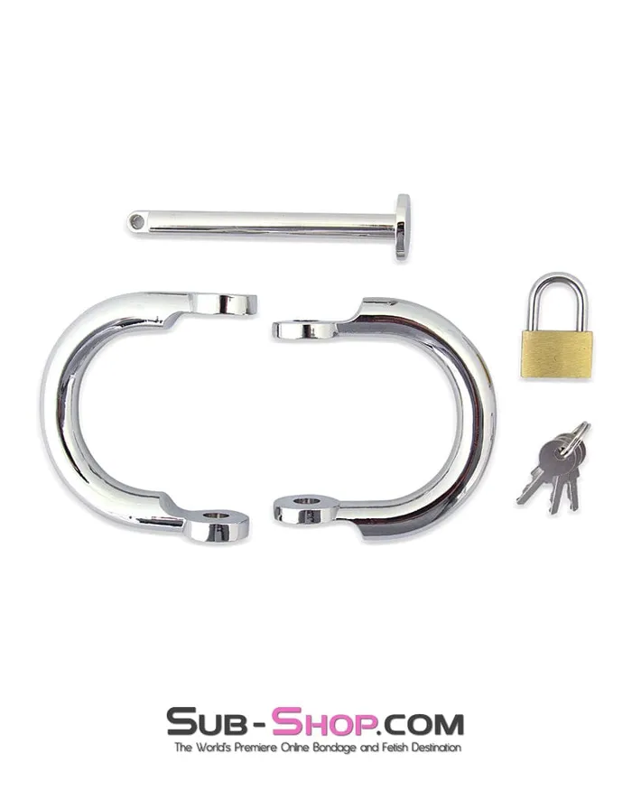 Moonwell Female Sex Toys 0416M Hinged Chrome Steel Handcuffs with Brass Lock