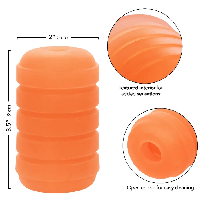 Pop Sock Ribbed Orange CalExotics Female Sex Toys Pop Sock Ribbed Orange CalExotics Female Sex Toys