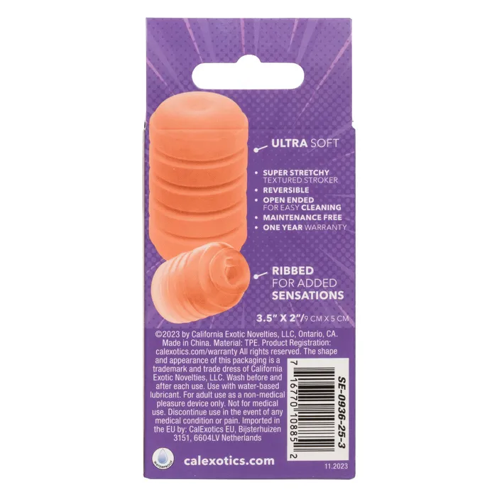 Pop Sock Ribbed Orange CalExotics Female Sex Toys Pop Sock Ribbed Orange CalExotics Female Sex Toys