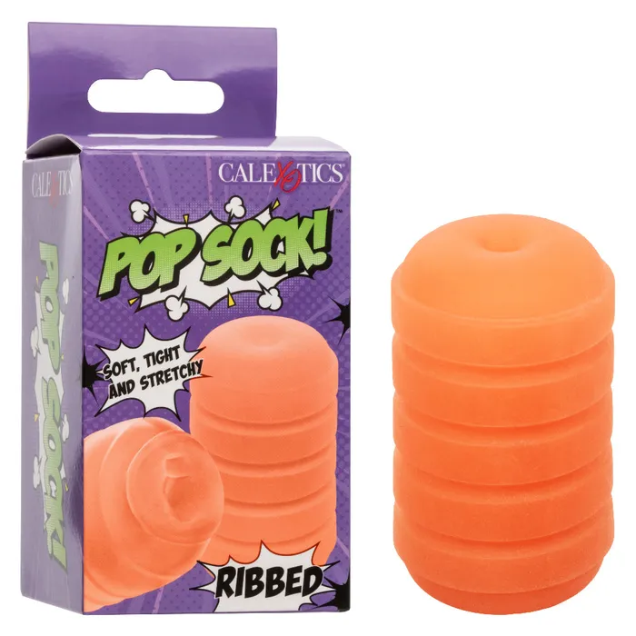 Pop Sock Ribbed Orange CalExotics Female Sex Toys Pop Sock Ribbed Orange CalExotics Female Sex Toys