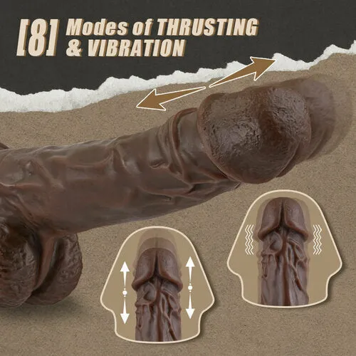 Anal Lurevibe Lurevibe 905 Inch Realistic 8 Thrusting Vibrating Heating Black Dildo with Remote Control