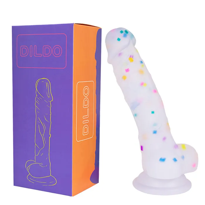 Female Sex Toys Lurevibe 71in Jelly Particles Rainbow Transparent Realistic Dildo With Suction Cup