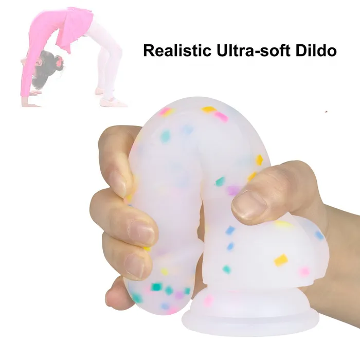 Female Sex Toys Lurevibe 71in Jelly Particles Rainbow Transparent Realistic Dildo With Suction Cup