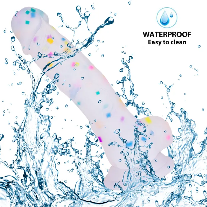 Female Sex Toys Lurevibe 71in Jelly Particles Rainbow Transparent Realistic Dildo With Suction Cup