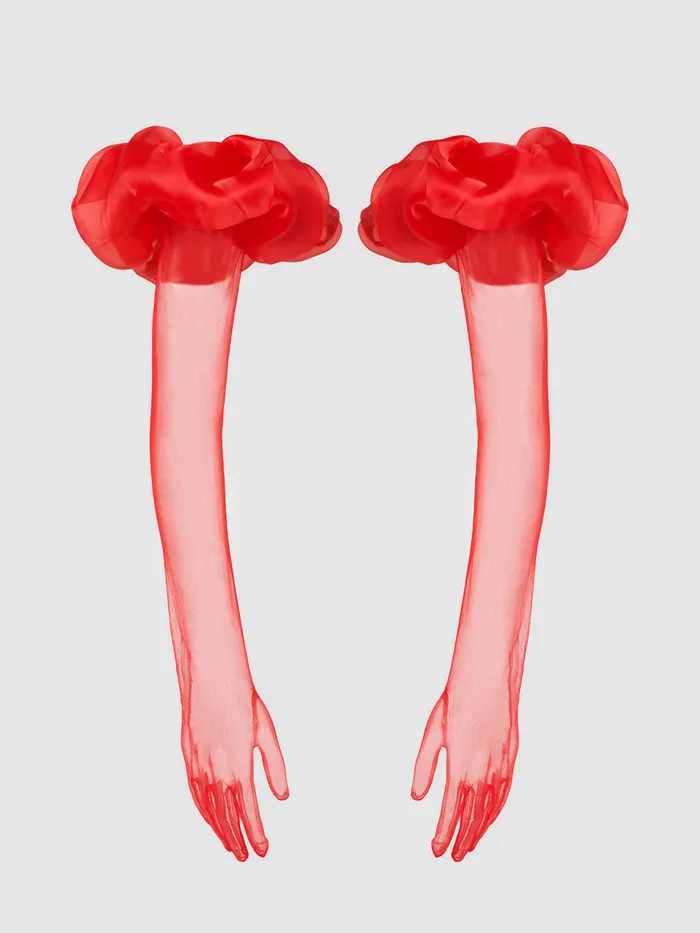 Fredericks Of Hollywood Female Sex Toys Chiffon Long Glove With Puff