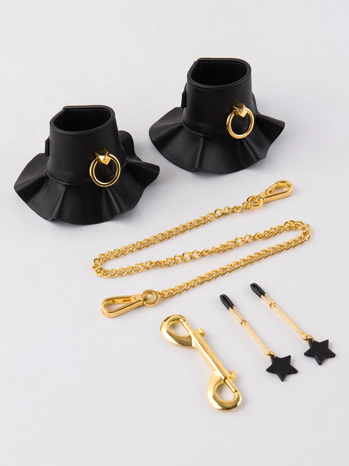 LeatherLike Bondage Cuffs Nipple Clamp Fredericks Of Hollywood Restraints