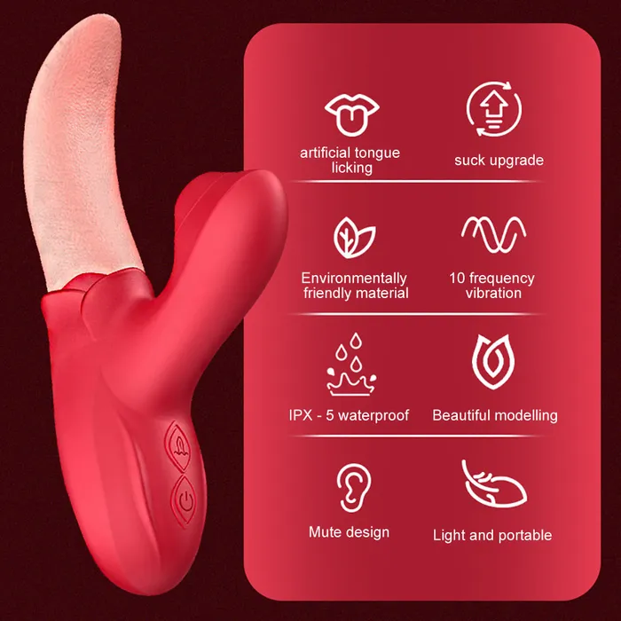 Lurevibe Female Sex Toys Lurevibe Rose Generation Tongue Licking Vibrator Clit Sucking G Spot Stimulator Nipple Massager