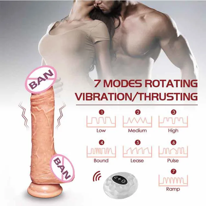 lurevibe Female Sex Toys Lurevibe Waterproof 7 Frequency Retractable Swing Dildo