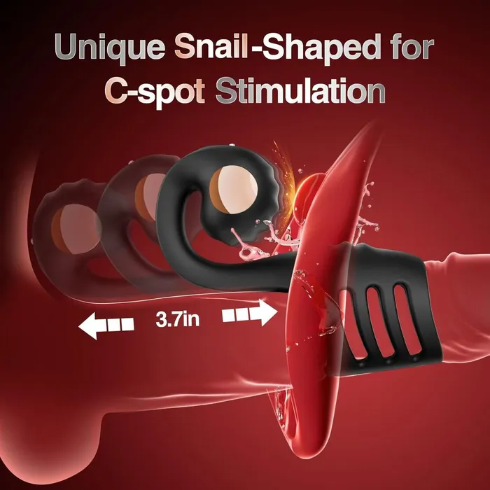 Lurevibe Male Sex Toys 4 in 1 Penis Sleeve Ring Vibrator with SnailShaped Clit Stimulator