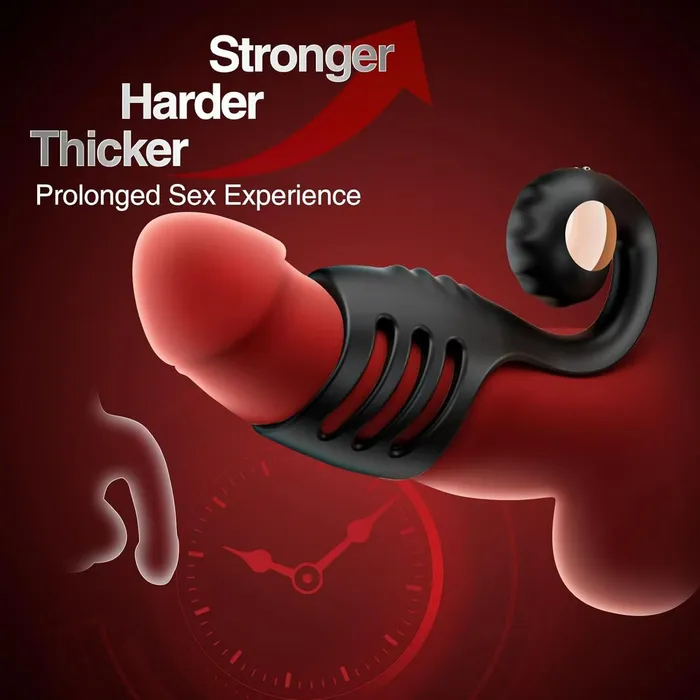 Lurevibe Male Sex Toys 4 in 1 Penis Sleeve Ring Vibrator with SnailShaped Clit Stimulator