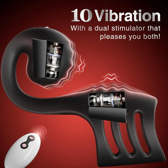 Lurevibe Male Sex Toys 4 in 1 Penis Sleeve Ring Vibrator with SnailShaped Clit Stimulator