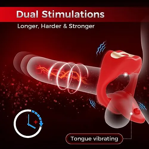 Lurevibe Male Sex Toys Lurevibe Penis Ring Tongue Design with 9 Vibration Modes