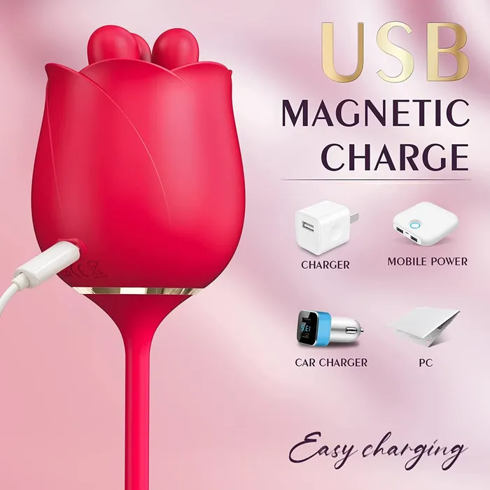 Lurevibe S4753 Three Pistils Rose Toy With Vibrating Bud Lurevibe Vibrators