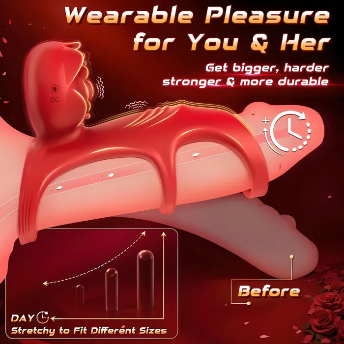 Lurevibe Vibrating Penis Ring Clitoral Vibratorwith 9 Vibration Modes App Remote Control Male Sex Toys