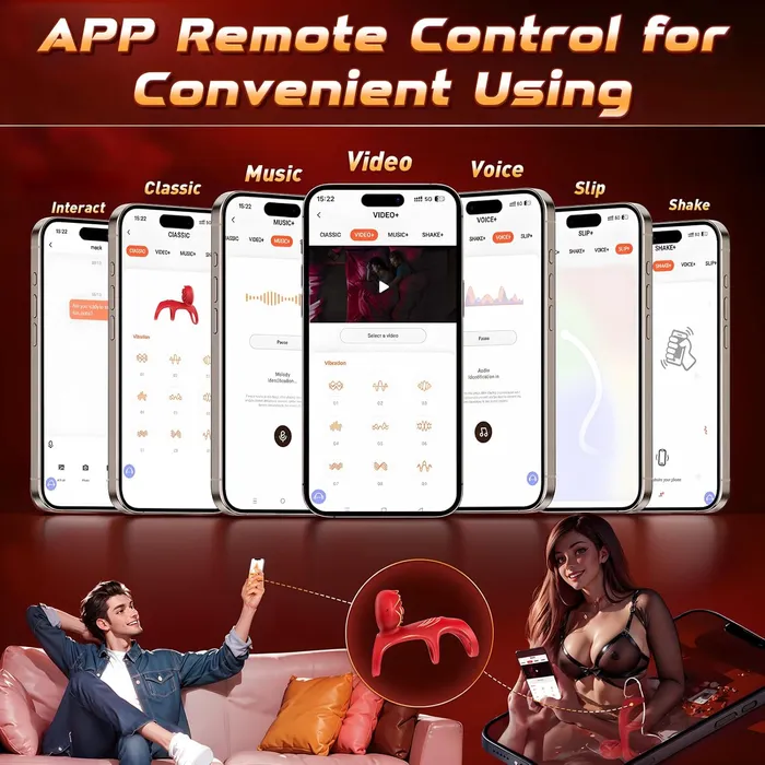 Lurevibe Vibrating Penis Ring Clitoral Vibratorwith 9 Vibration Modes App Remote Control Male Sex Toys