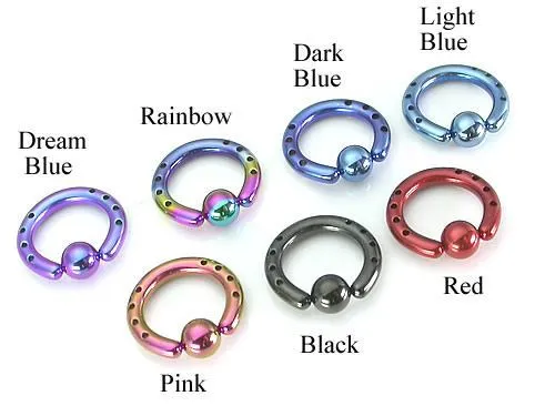 12g Industrial Captive Bead Ring with Drilled Holes Painful Pleasures Male Sex Toys