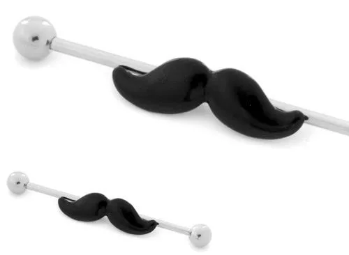 14g 15 Mustache Industrial Barbell Painful Pleasures Vibrators
