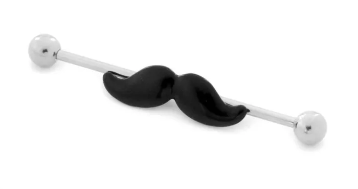 14g 15 Mustache Industrial Barbell Painful Pleasures Vibrators