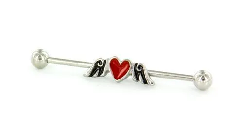 14g 15 Winged Heart Industrial Barbell Painful Pleasures Anal