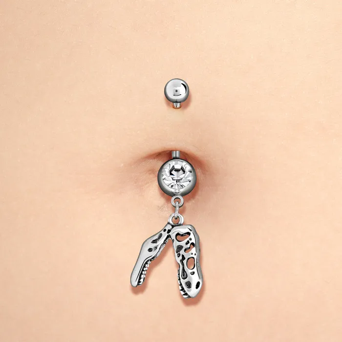 14g 38 TRex Skull Dangle Belly Button Ring Painful Pleasures Male Sex Toys