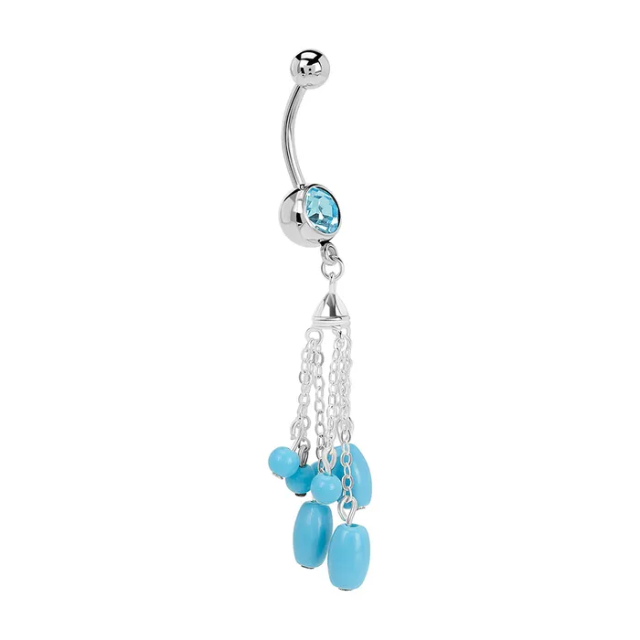 14g 716 Cascading Turquoise Dangle Belly Button Ring Painful Pleasures Male Sex Toys