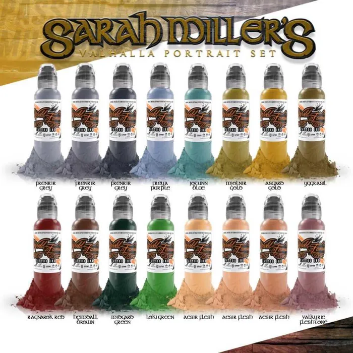 16 Color Sarah Miller Valhalla Portrait Set World Famous Tattoo Ink Pick Size World Famous Male Sex Toys