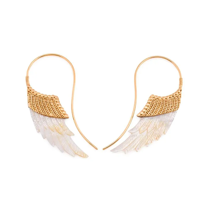 16g Mother of Pearl Wing Gold Plated Brass Earrings Price Per 2 Elementals Organics Anal