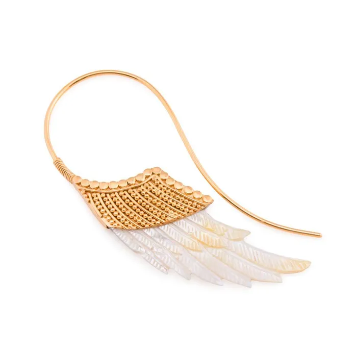 16g Mother of Pearl Wing Gold Plated Brass Earrings Price Per 2 Elementals Organics Anal