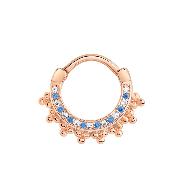 16g PVD Rose Gold Aqua Jeweled Majesty Septum Clicker Painful Pleasures Vibrators