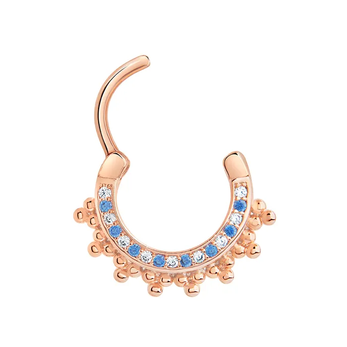 16g PVD Rose Gold Aqua Jeweled Majesty Septum Clicker Painful Pleasures Vibrators