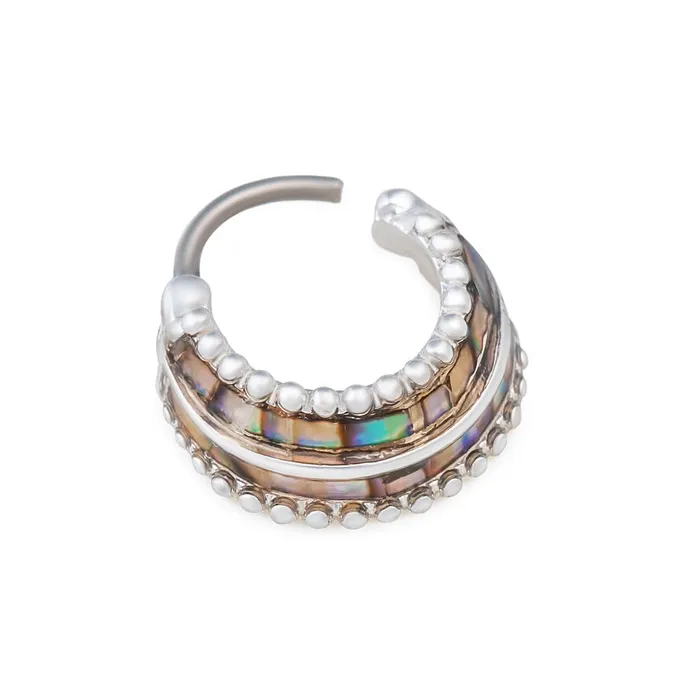 16g Stacked Abalone Clicker Ring Painful Pleasures Male Sex Toys
