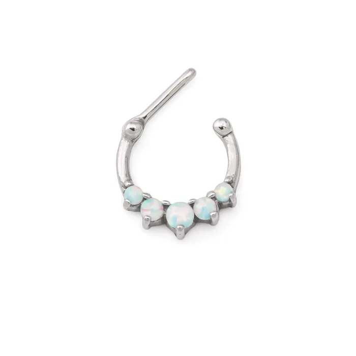 16g Steel Septum Clicker with Five Opals Price Per 1 Painful Pleasures Male Sex Toys