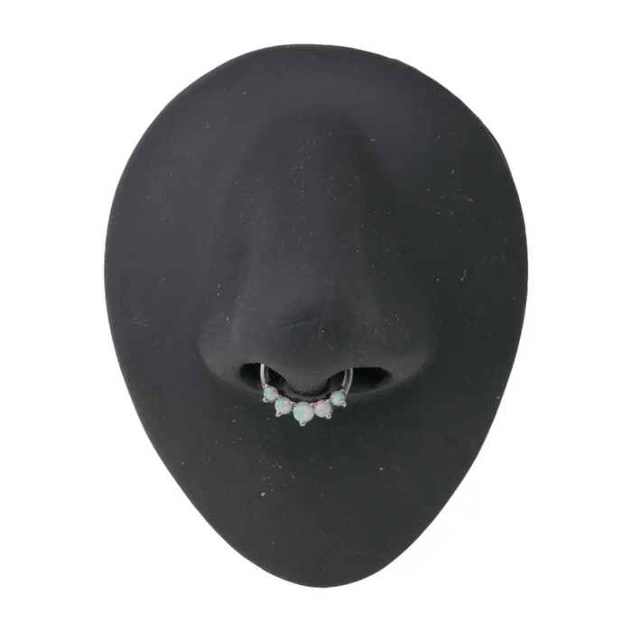 16g Steel Septum Clicker with Five Opals Price Per 1 Painful Pleasures Male Sex Toys