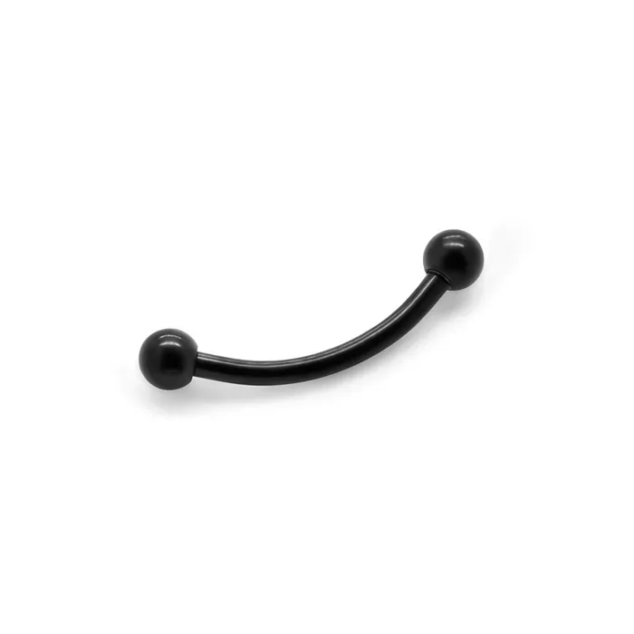 18g Externally Threaded PVD Black Titanium Bent Barbell w Balls Price Per 1 Painful Pleasures Dildos