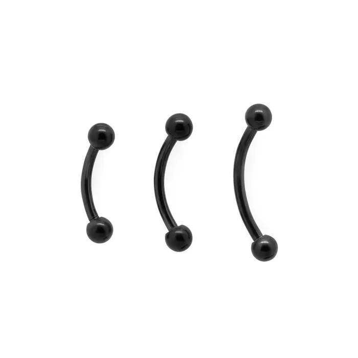 18g Externally Threaded PVD Black Titanium Bent Barbell w Balls Price Per 1 Painful Pleasures Dildos