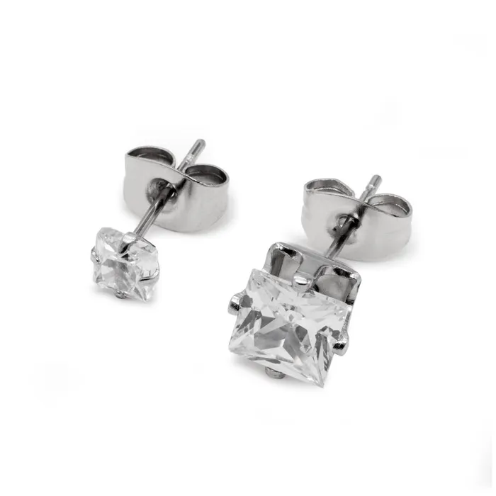 22g Square Crystal Jewel Stud Earrings Price Per 2 Monster Steel Female Sex Toys