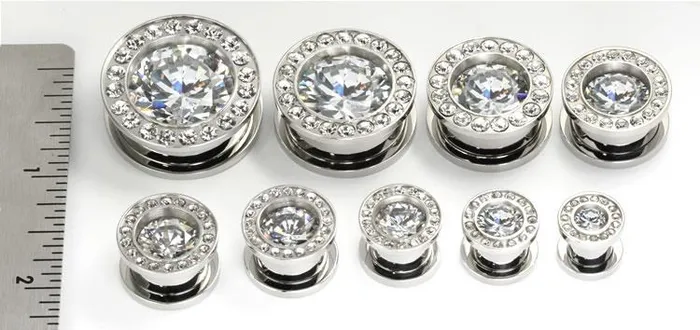 Anal BLING Threaded Tunnel Plugs High Polish Steel Ear Jewelry 0g 1 Price Per 1 Painful Pleasures