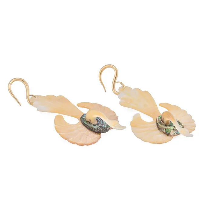 Anal Elementals Organics Golden Swan Mother of Pearl Abalone Earrings 1mm3mm Price Per 2