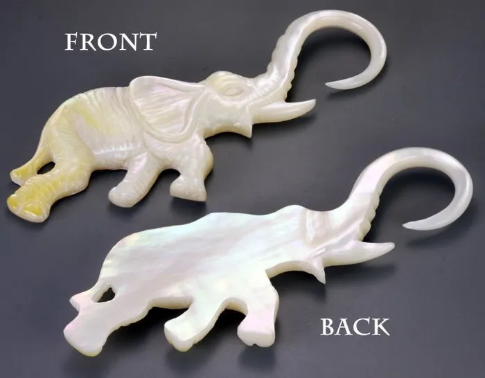 Anal Elementals Organics Mother of Pearl AFRICAN ELEPHANT Hanger Organic Jewelry 2mm 95mm Price Per 2