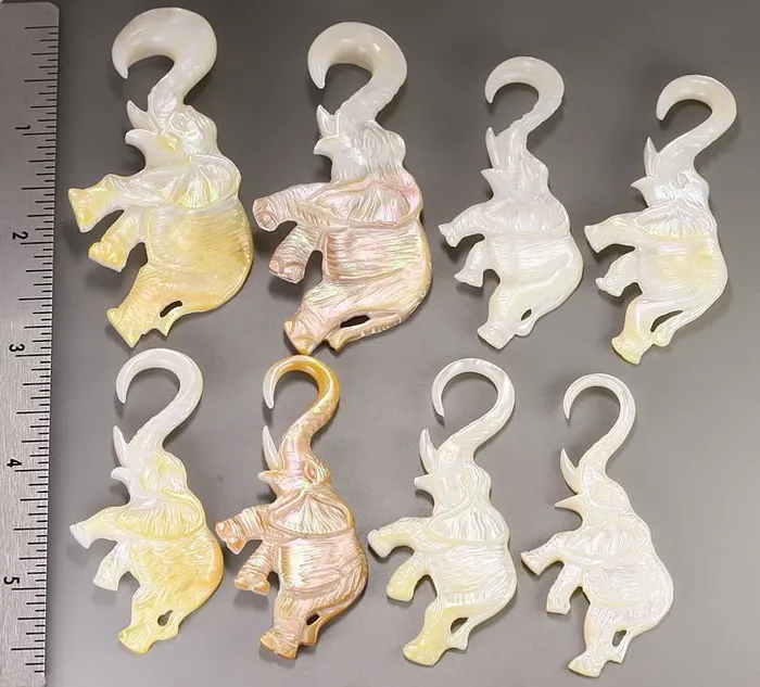 Anal Elementals Organics Mother of Pearl AFRICAN ELEPHANT Hanger Organic Jewelry 2mm 95mm Price Per 2