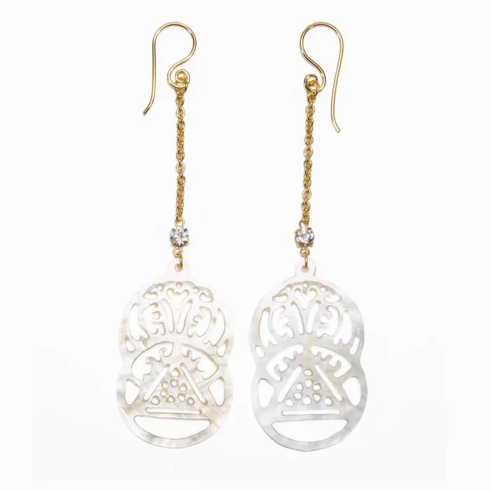 Anal Elementals Organics Vesica Pisces Mother of Pearl Jeweled Earrings Price Per 2